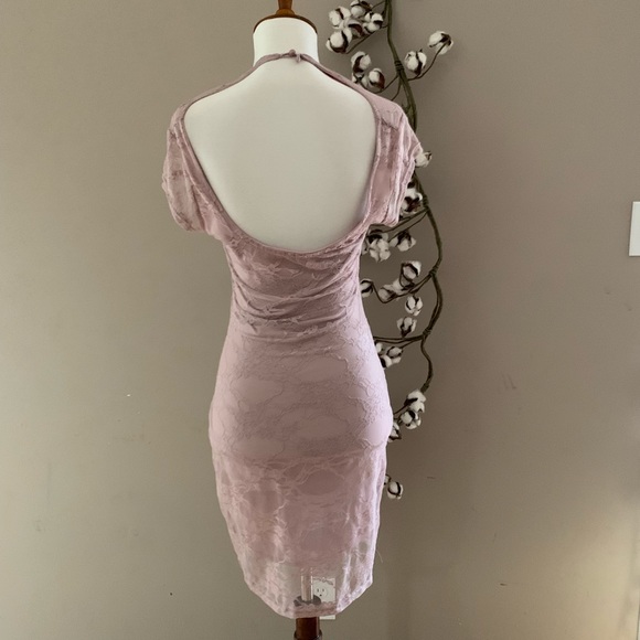 Retro Doll Mauve Lace Bodycon with Back Cutout - Picture 3 of 4